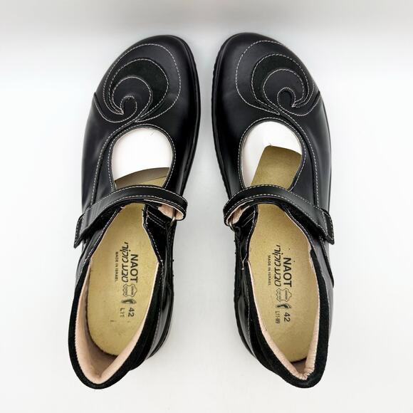 Naot Womens Sea Mary Jane Shoes EU 42 US 11 M Black Leather NWOB - Picture 9 of 12